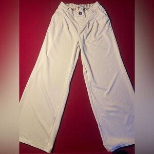 Cream Wide-Leg Pants